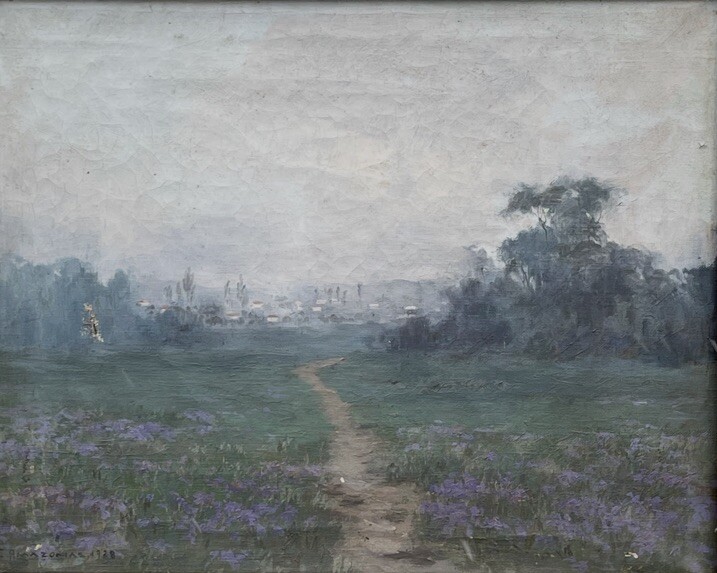 Brazilian Impressionist Landscape O/C Signed Clodomiro Amazonas. 1939 São Paulo