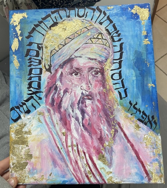 Jewish Rabbi Original Art handmade With Acrylic Paint.