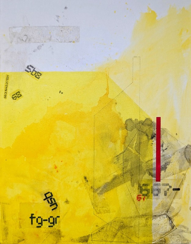 Original Art Mixed Media Acrylic Painting 16×20 on Canvas. ‘Fragmented Codes’