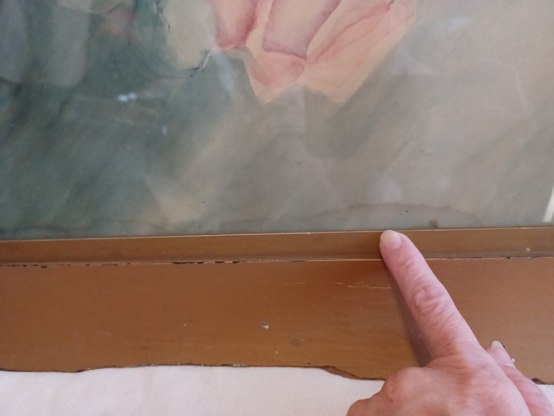 PRETTY ANTIQUE VICTORIAN PINK RED ROSES FLORAL WATERCOLOR LARGE PAINTING gallery