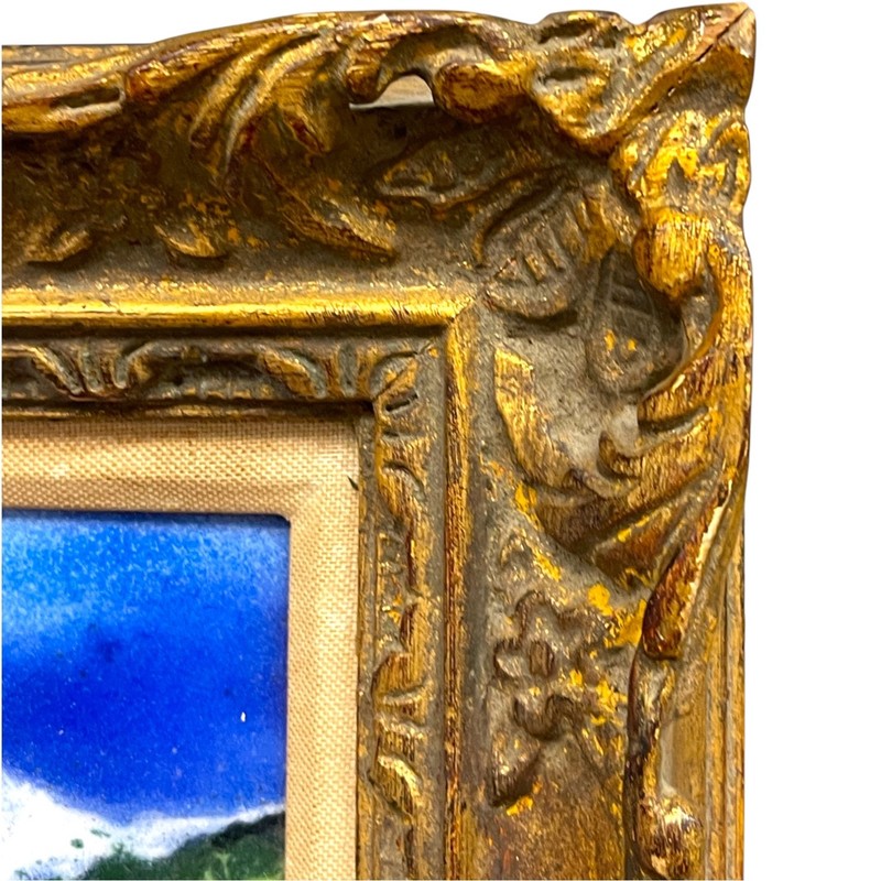 A Contemporary Design Enamel Painting on Copper Set in an Ornate Frame gallery