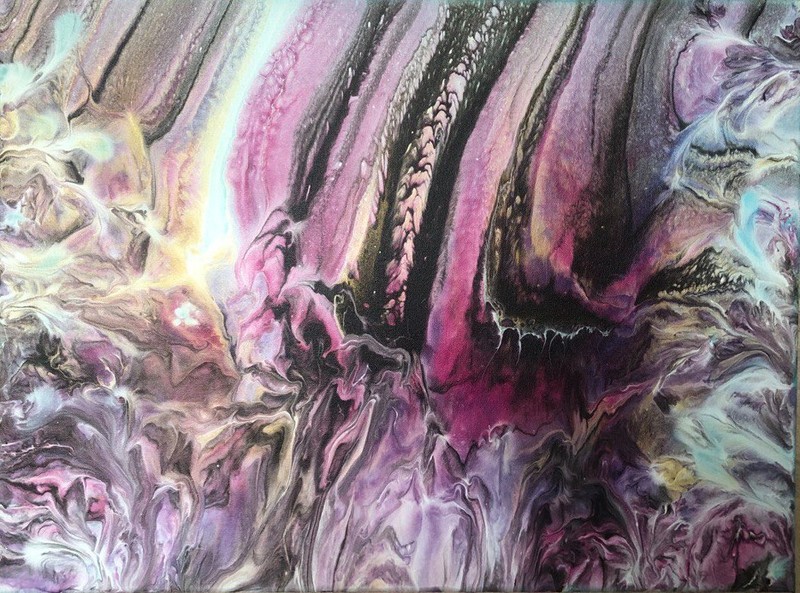 Original Acrylic pour painting on canvas Fluid art 24×18″
