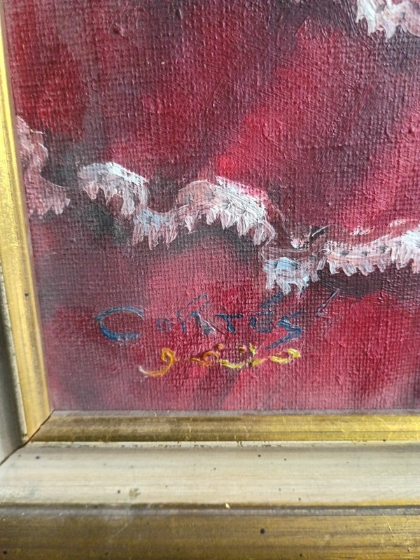 Vtg CORTES MATAS Flamenco Guitarist Original Oil On Canvas Seville Spain 1930-50 gallery