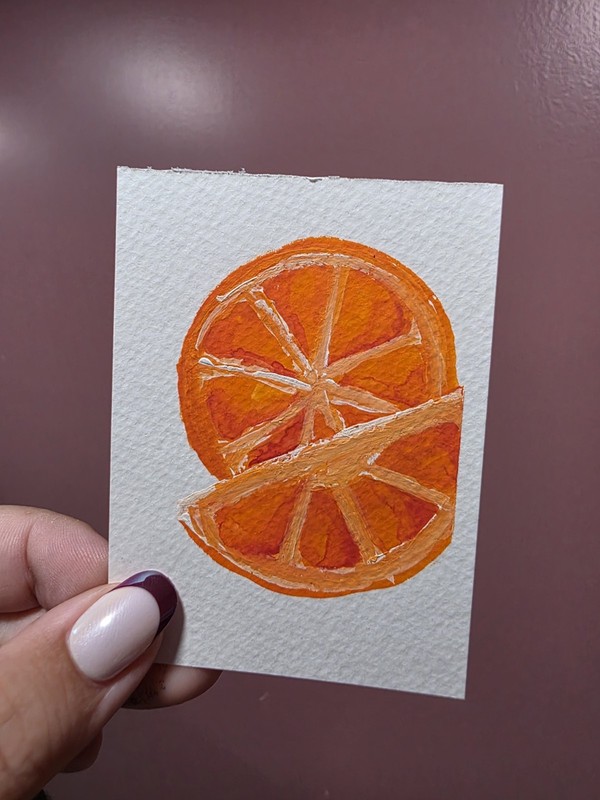 ACEO ORIGINAL Art Card Orange Slice Fruit Series #2/3 Watercolor Food Painting