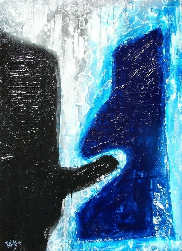 Modernist LARGE ABSTRACT PAINTING Expressionist MODERN ART SINNER FOLTZ