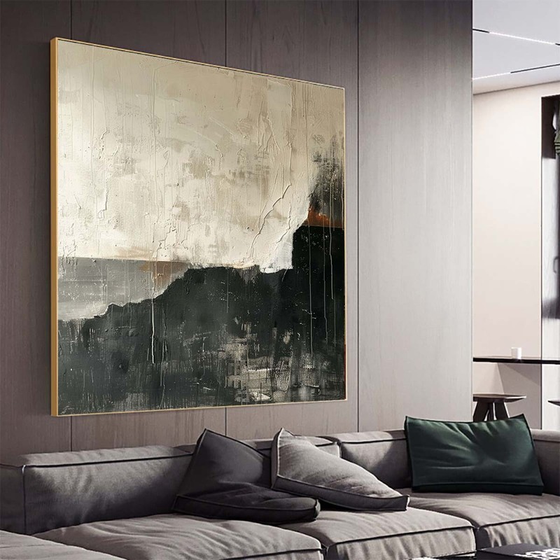 Abstract black oil Painting on Canvas Art Hand Painted Thick Texture Home Decor