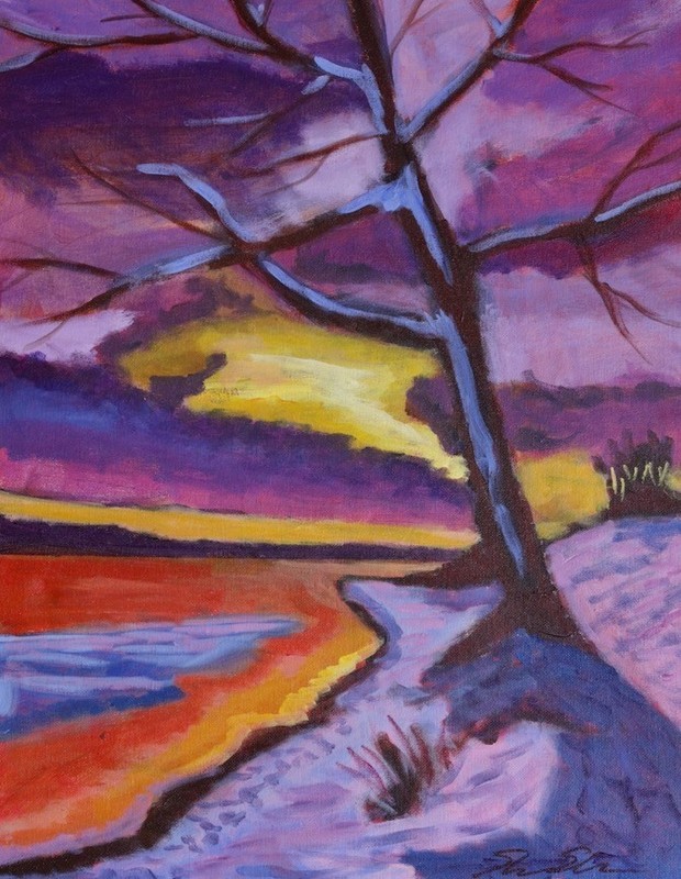 ShawNshawN Original 16×20 painting sunset vibrant contemporary modern wall art