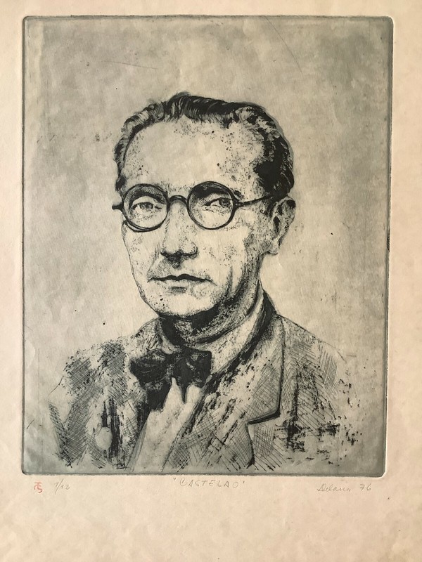 Jose Delarra. Chalcography. Castelao, 1976. Original signed.