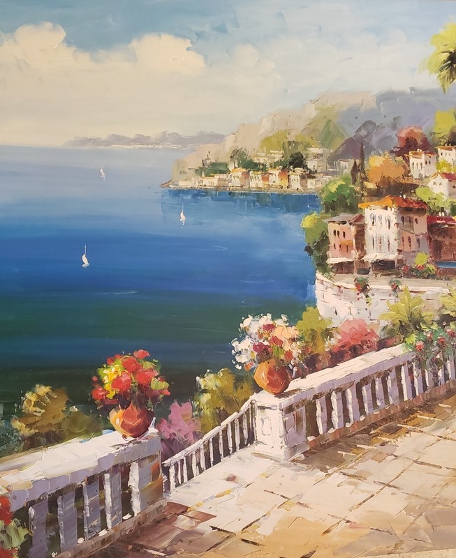 Antonio DiViccaro Original Seaside Landscape Impasto Oil Painting Italy Signed gallery