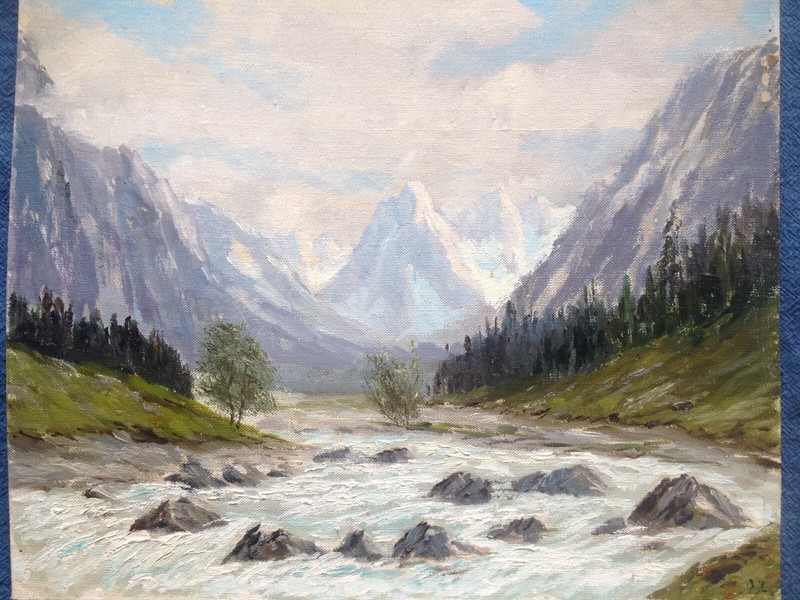 Otto Zwierlein Munich Oil Painting Antique Estate Alps Wimbachtal Circa 1900 Oil gallery