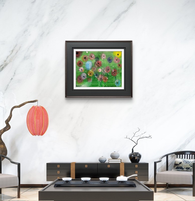 Garden Of Flowers Bold Color Modern Abstract Art Original Canvas 11x14 gallery