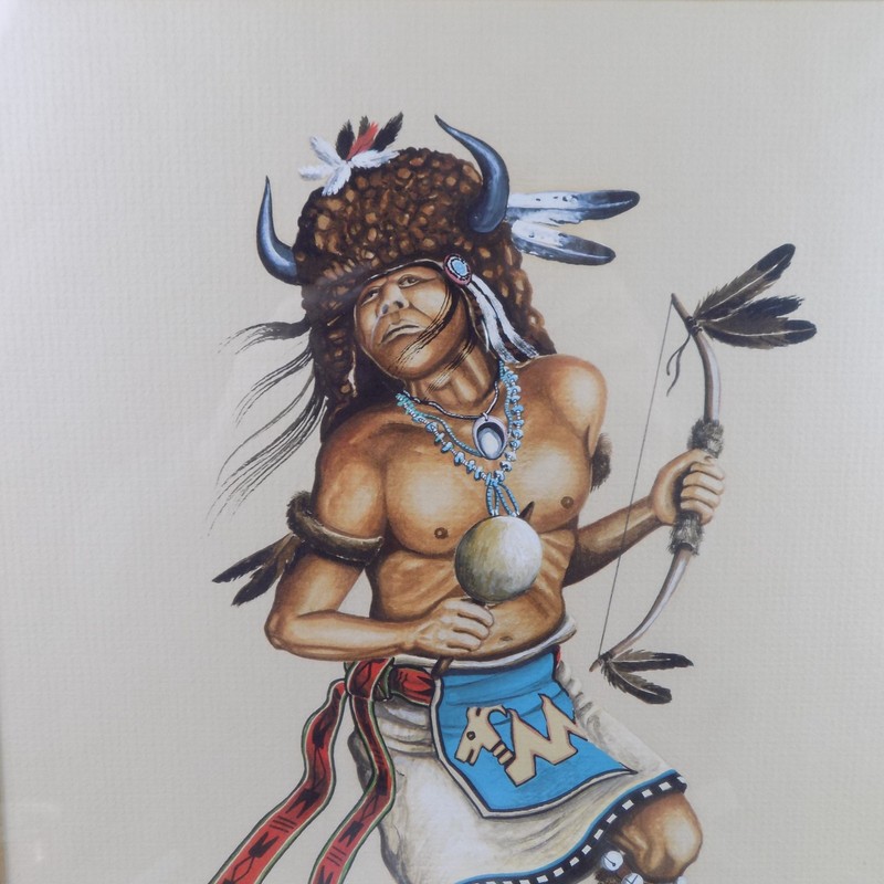 1980 Nelson Dodge N.D. Shirley Navajo Dancer Watercolor Painting 18" x 22" gallery