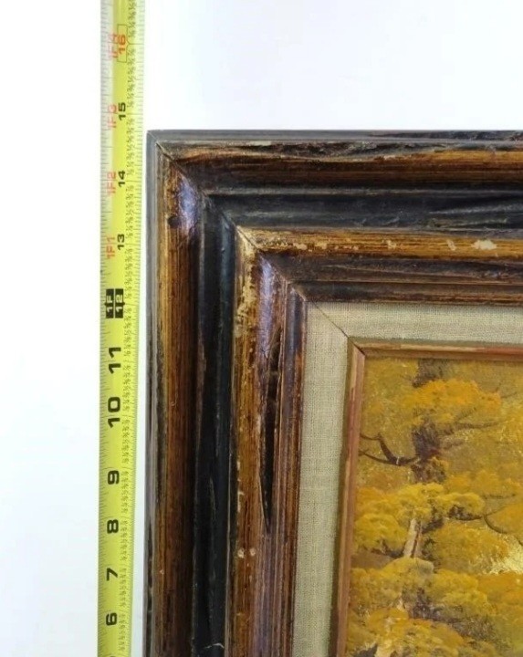 Vintage S. Hills Original Landscape Oil Painting Framed & Signed 17" x 15" gallery