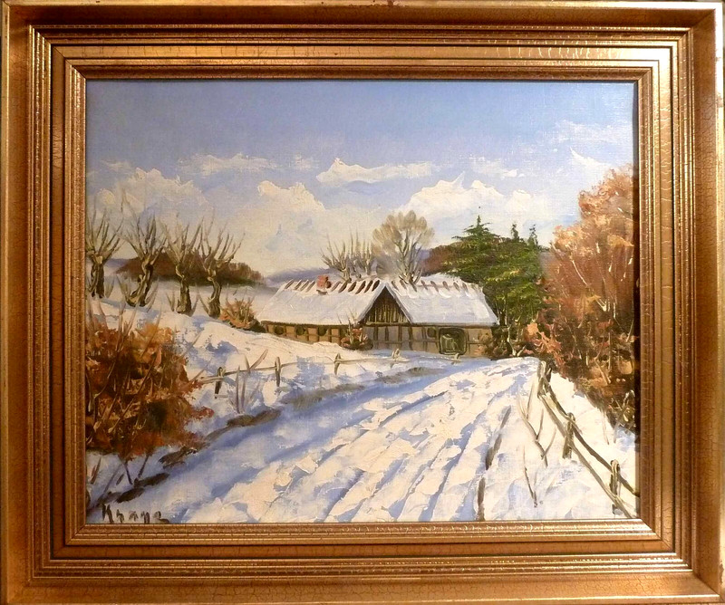 V. KNAGE! WINTER LANDSCAPE WITH FARMHOUSE