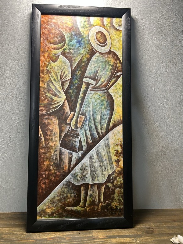 “yes Mama “ Original Painting By Robert Armstrong 15x36 Framed