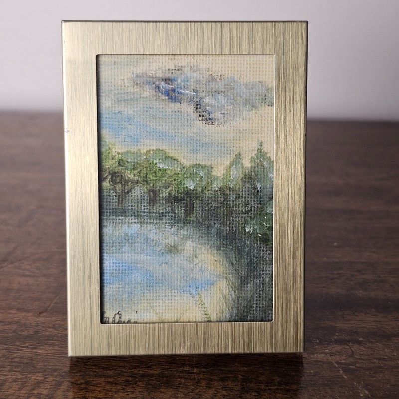 Miniature Framed Landscape Signed Oil Painting 2.5″x3.5″