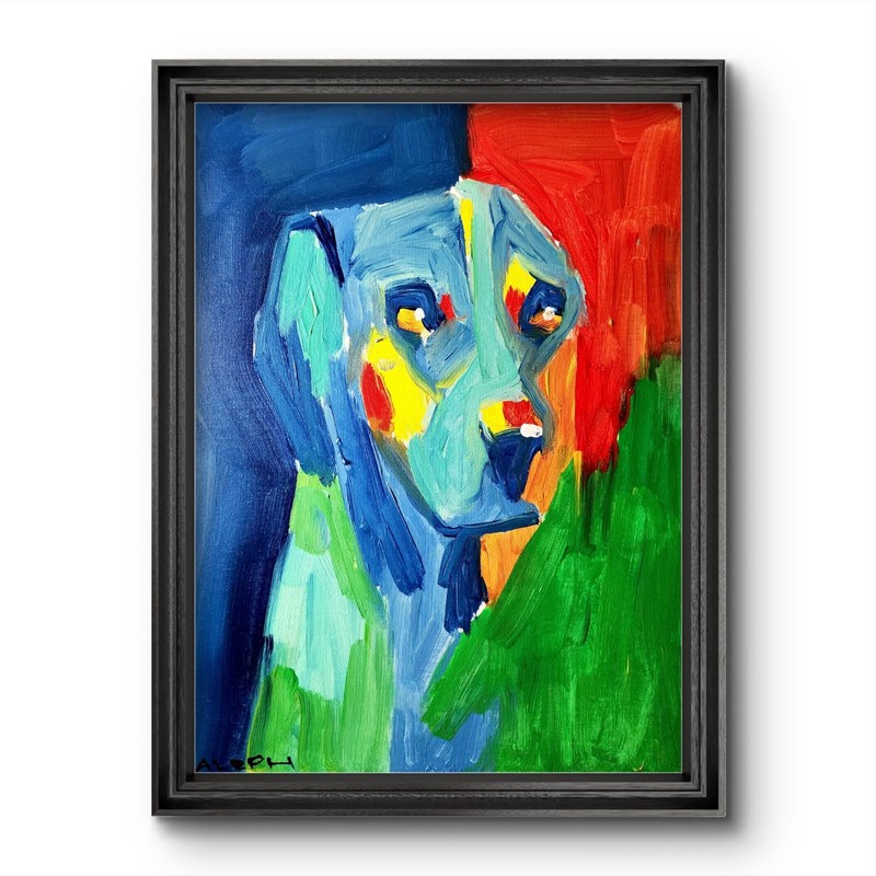 Original Dog Painting Abstract Expressionist Canvas 16×12 Puppy Pet Portrait