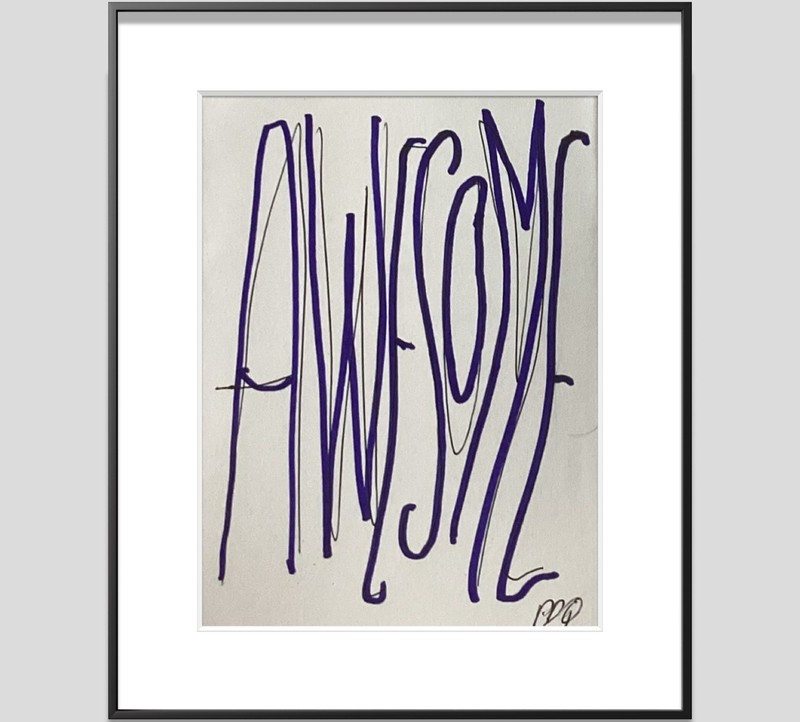 PDQ Artist Original Drawing Letters Words Art Abstract Realistic Ink 4×6 Drawing