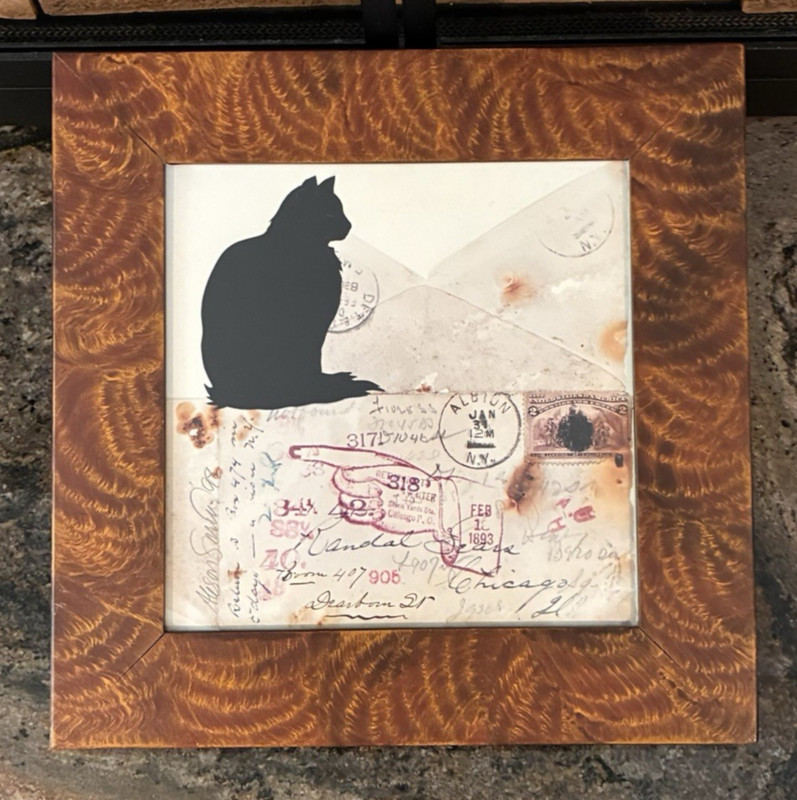 1998 BLACK CAT Silhouette Collage-Allison Shriver-OOAK Artwork 9”x9”