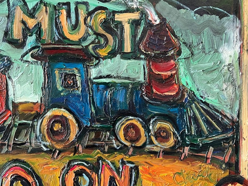 Chuck Connelly oil painting, The Show Must Go On, 24” x 30”, oil on canvas, 2008 gallery
