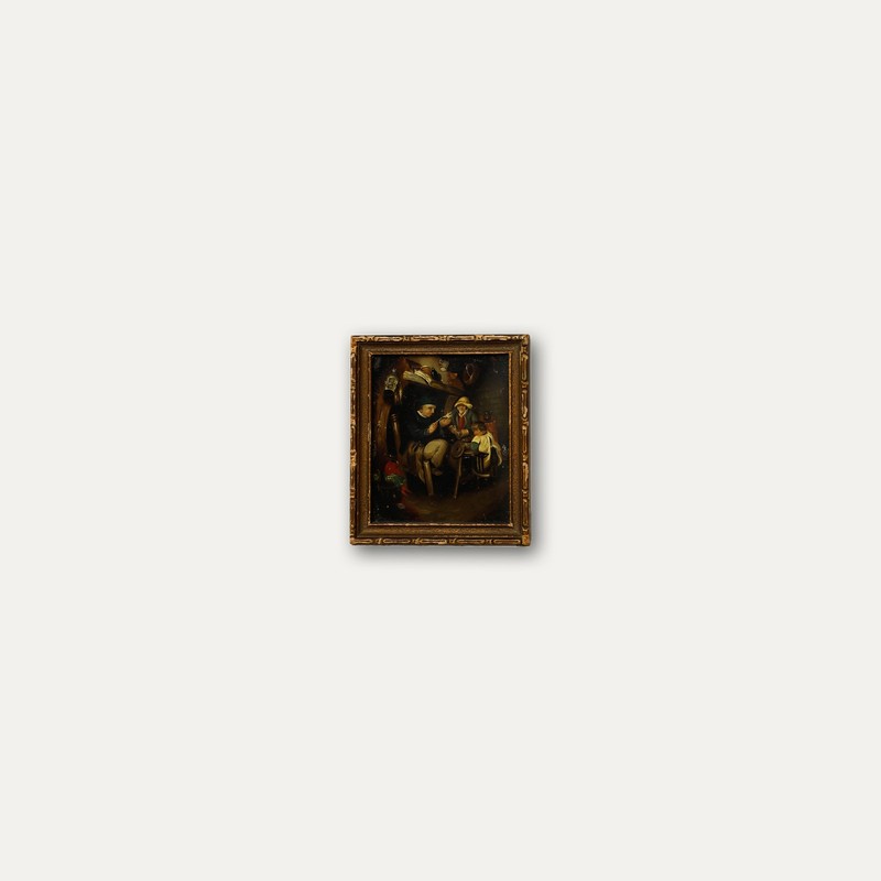Miniature 19th Century Oil - By the Kitchen Fire gallery