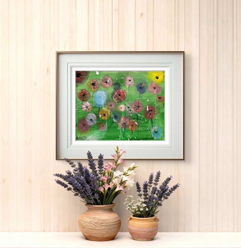 Garden Of Flowers Bold Color Modern Abstract Art Original Canvas 11x14 gallery