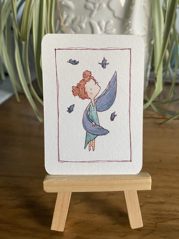 ACEO/ATC Original Painting I Can Go Twice As High 2.5×3.5 by Jess Janisse