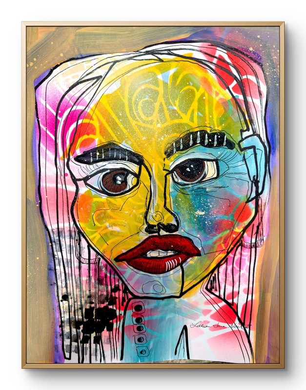 11×14 Colorful Woman Paper Original Art Expressionism Abstract Design Home Art