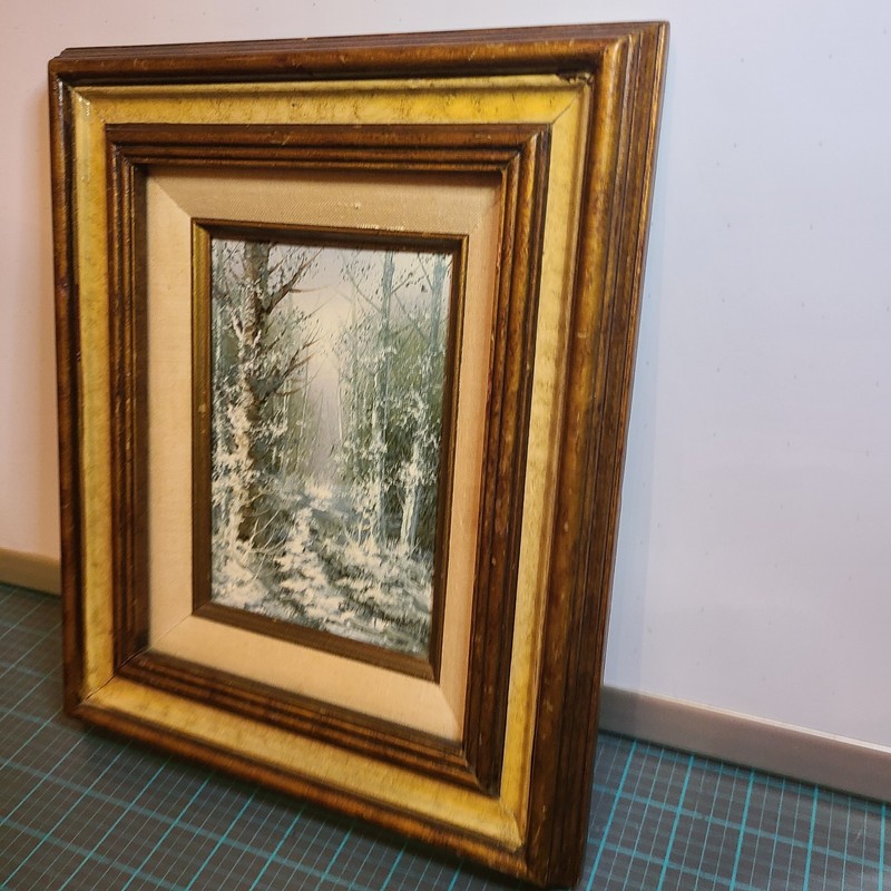 Original Winter Oil Painting by Carl Madden Framed 12.5"x10.5" gallery