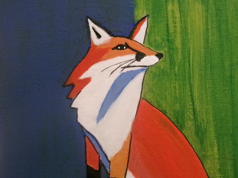 Original Fox Abstract Painting 8x10 Animal Wildlife Modern Wall Art gallery
