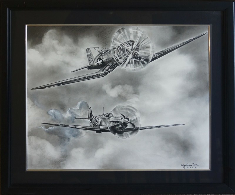 F-4U CORSAIR and SPITFIRE WW II WAR PLANES ORIGINAL BY ROBERT STEPHEN SIMON