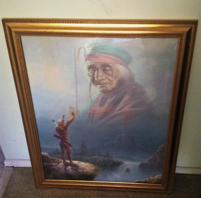 Bill Larsen Native Apparition / Landscape Oil Painting in Wood & Glass Frame