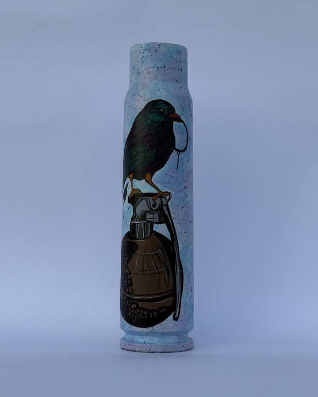 Hand-painted shell casing - Crossing Point - Made in Ukraine, war history gallery