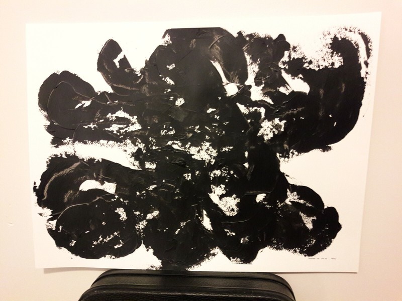 Art original abstract Black on White paper- Titled: Amoeba ish