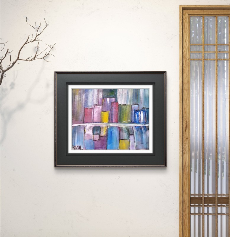 Urban Landscape Modern Expressionist Original Abstract Canvas 12x16 gallery