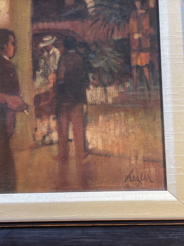 Mid Century Painting Portrait Figures Impressionism Signed Mystery Artist 1960’s gallery