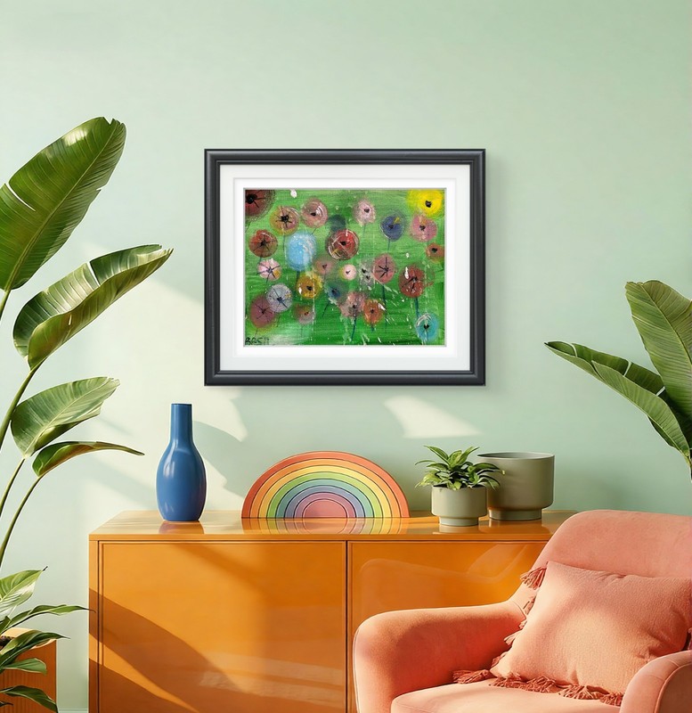 Garden Of Flowers Bold Color Modern Abstract Art Original Canvas 11x14 gallery
