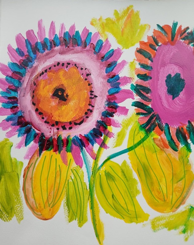 Abstract/Expressionism 11×14 Pink Petals Floral Handmade Art Acrylic Painting