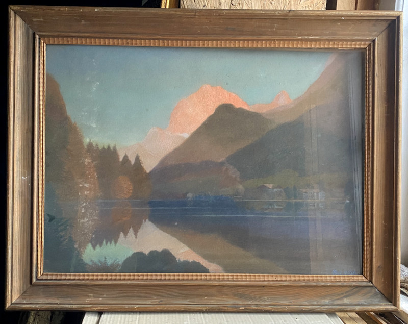 ::PASTEL °HINTERSEE WITH EQUESTRIAN ALPINE ALPS °RUDOLF ZIHR °ART NOUVEAU EVENING GLOW