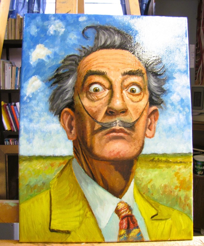Salvador Dali Surprised - oil painting by Rousseau