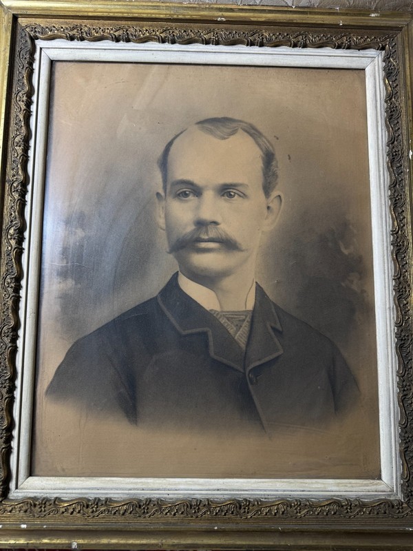 Antique American School "Portrait Of A Gentleman" Charcoal On Paper - Framed