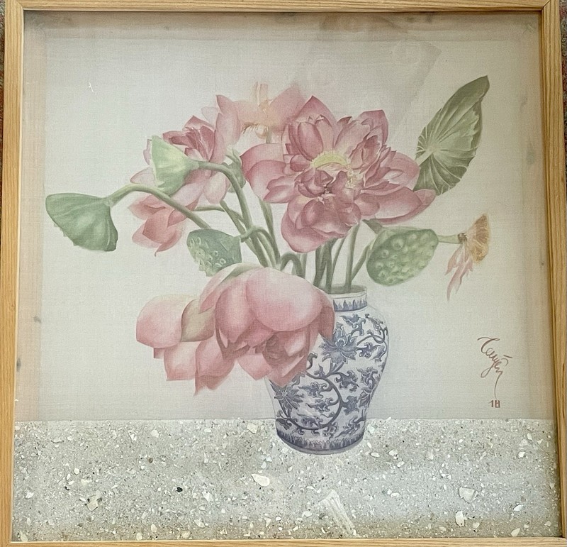 “Blooming – Nở” , Silk Paining On Canvas, 20×20’’ (50x50cm)