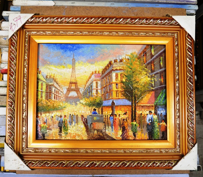 PARIS EIFFEL TOWER SUNSET NIGHTVIEW HAND PAINTD 16″ OIL PAINTING CANVAS GIFT 417