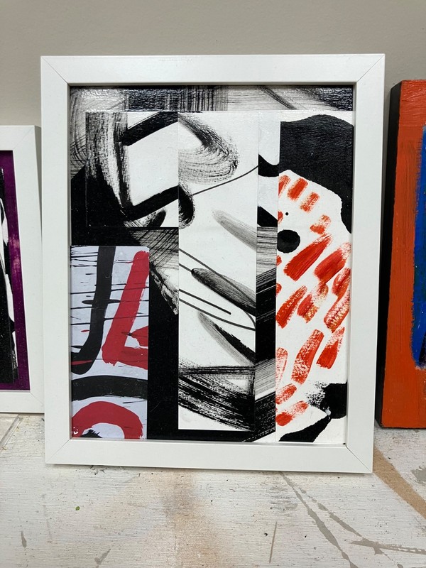 Original Acrylic / Mixed Media on wood panel / Red Rain / Abstract