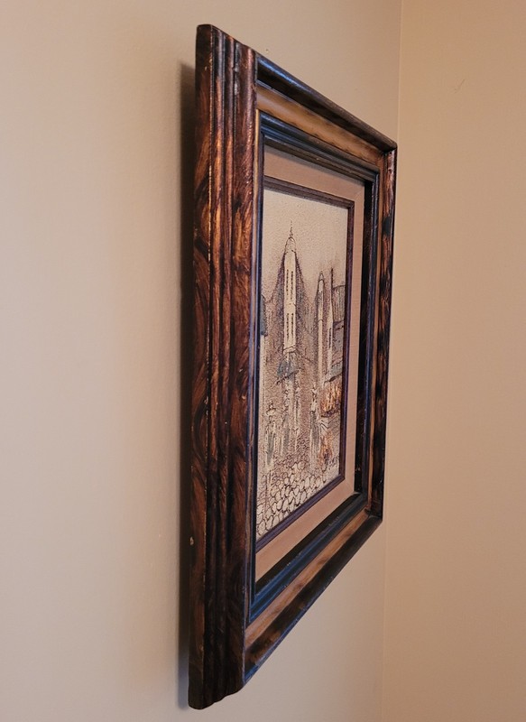Vtg Boris Chezar Oil & Sand Painting on Canvas Victorian Style European City gallery