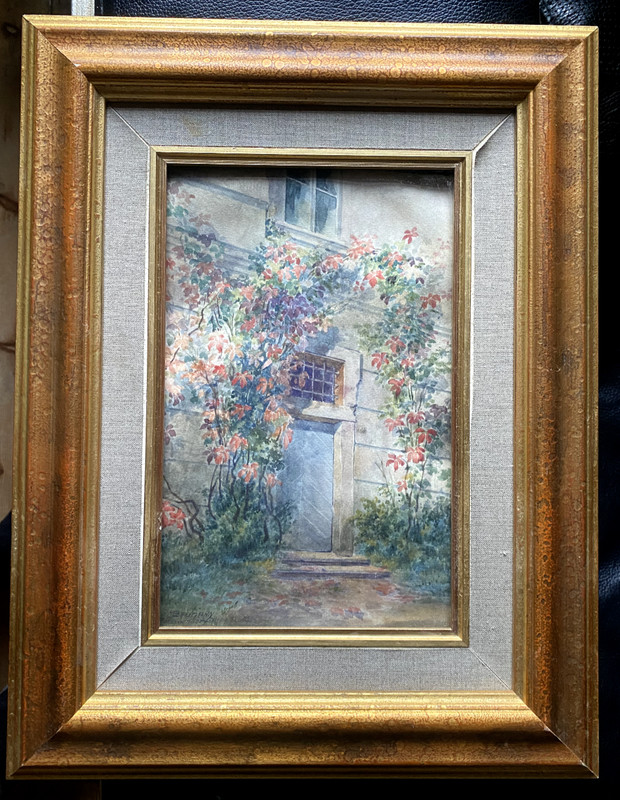 Watercolour Um 6332ftBAUMANN Frame Gate Garden Kletterose Vintage Portal