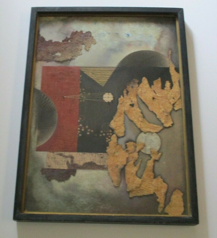 ANGELA KOSTA DRIESSEN PAINTING ASSEMBLAGE MODERNISM CUBIST CUBISM SURREALIST 3-D