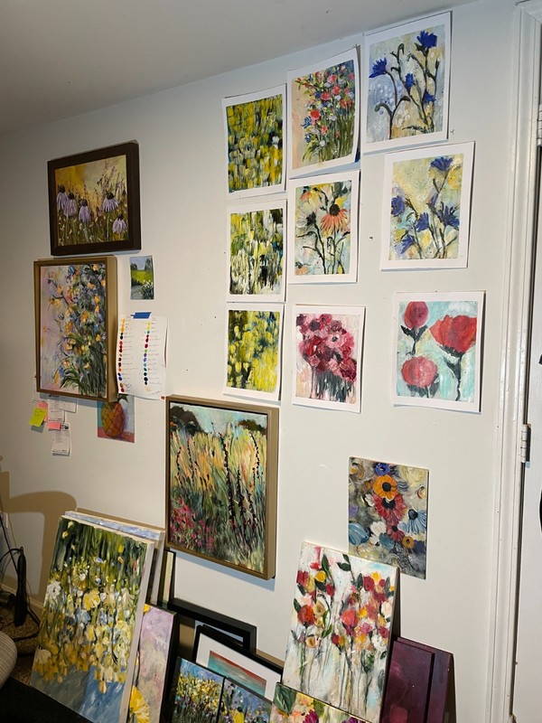 Mary Myers Original – Expressionist Floral study on 9x12 Bristol Paper gallery