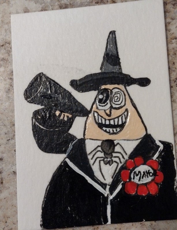3.5″X2.5″ Artist Trading Card Nightmare Before Xmas Mayor HAND PAINTED ACRYLIC