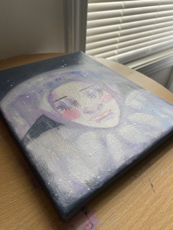 Pastel And Dark Gray Jester Fantasy Painting On 8x10 Stretched Canvas gallery